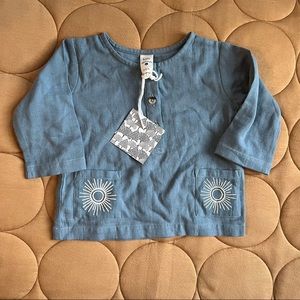 Kate Quinn | Embroidered Blue Suns Top | NWTs | 6-12